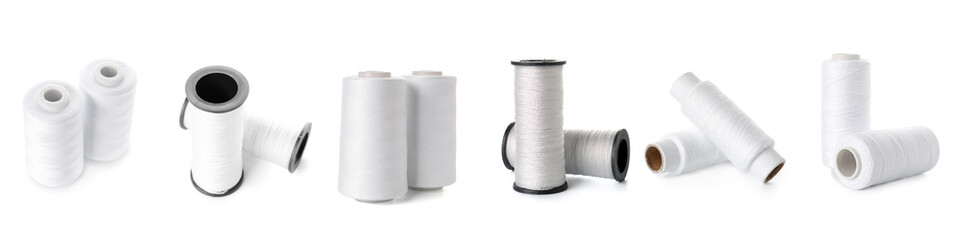 Set of threads on white background