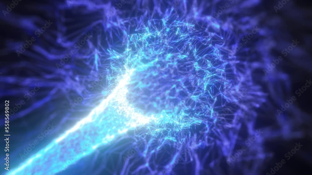 Aufkleber abstract blue tunnel swirling from lines and particles of triangles glowing futuristic hi-tech with 