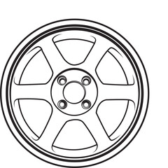 Car Wheel Hubcaps Vector Illustration Silhouette