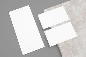 Blank flyer and business card mockup template. Mock-up design for presentation branding	