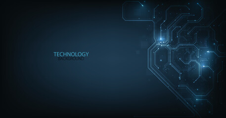 Technology digital futuristic background concept. Dark blue background with various technology elements Hi-tech communication concept empty space for text.Digital futuristic minimalism.