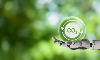 Technology for carbon neutrality concept. Environment and carbon management, climate change. Green...