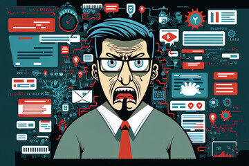 nervous businessman cyber security hacker attack. Generative AI
