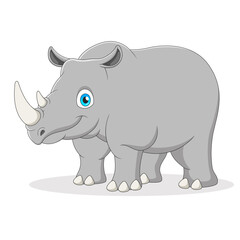 Cute rhinoceros cartoon with horns. Vector illustration
