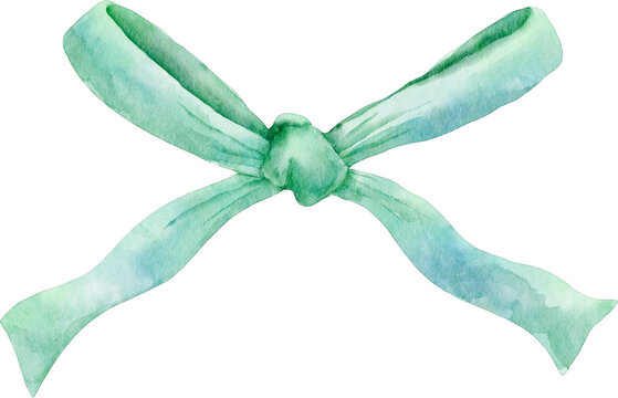 watercolor green bow