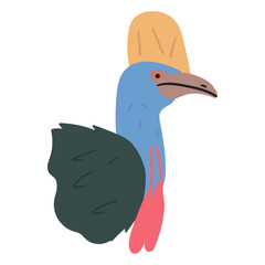 Cassowary. Flat vector illustration on white background. 