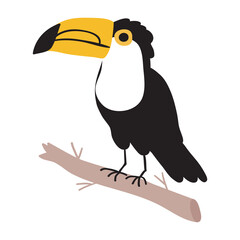 Toucan. Hand drawn flat design. Vector illustration.