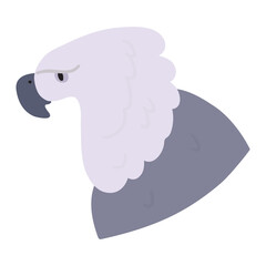 Harpy eagle. Flat illustration. Vector graphic design on white background.
