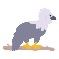 Harpy eagle.  Flat vector illustration .