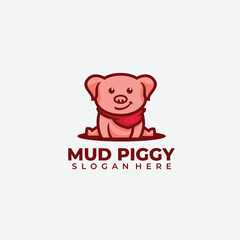 baby pig logo vector illustration design