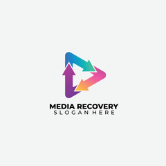 media play logo arrow design gradient colorful