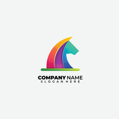 horse head rainbow design logo gradient colorful