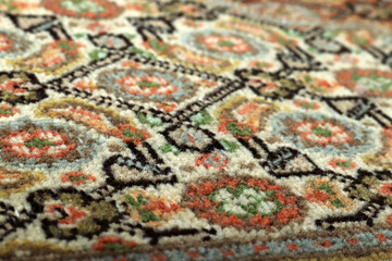 Textures and patterns in color from woven carpets
