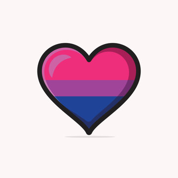 Bisexual flag in heart shape vector illustration