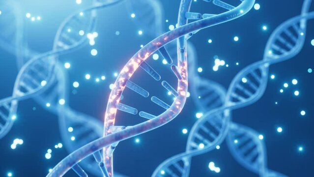Mutated DNA and molecules, scientific biotechnology, 3d rendering. - Powered by Adobe