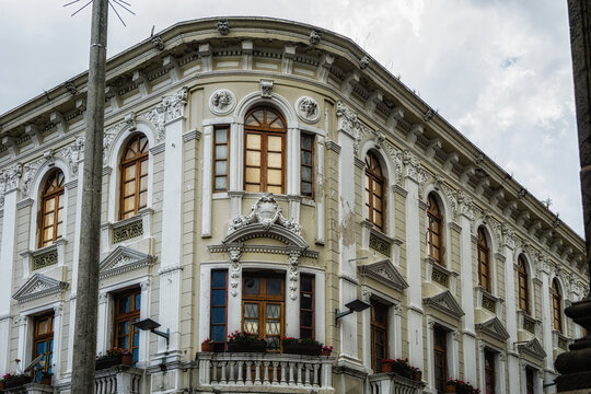 Historic architecture in the civic center of Quito, Ecuador