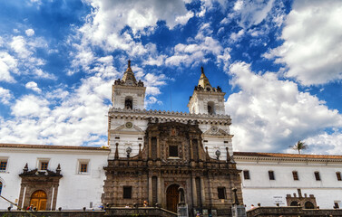 Fototapeta na wymiar Plaza de San Francisco and St Francis Church - Quito, Ecuador