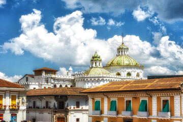Fototapeta na wymiar Church of the Society of Jesus domes, Quito, Ecuador.