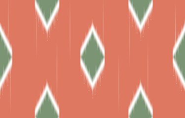 Ikat seamless geometric pattern textile background with orange and green colorful for cloth fashion decorative 