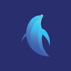 Dolphin gradient logo design. Dolphin logo gradient silhouette. Creative pictogram of a jumping dolphin