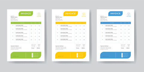 clean invoice template vector design. money bills or price invoices and payment agreement design templates. Bill form business invoice accounting.