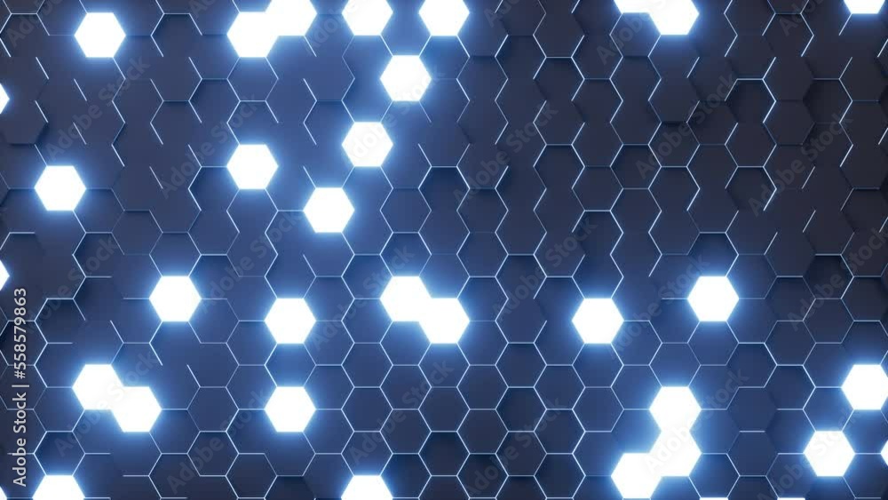 Poster blue hexagonal background pattern, 3d rendering.