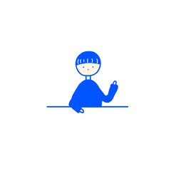   Hand-drawn illustration of a person raising his hand