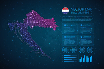 Fototapeta na wymiar Croatia map infographics template for diagram, graph, presentation and chart with abstract geometric mesh polygonal light concept on blue background. Vector Illustration EPS10.