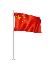 Chinese flag isolated on white - obrazy, fototapety, plakaty
