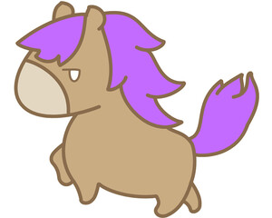 紫色の鬣のかわいい馬