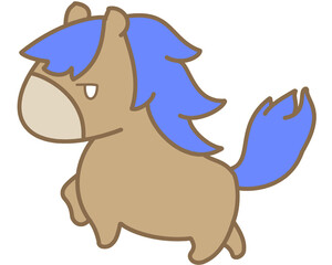 青色の鬣のかわいい馬