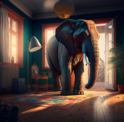 The elephant in the room - obrazy, fototapety, plakaty