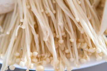 Fresh organic white fresh golden needle mushroom