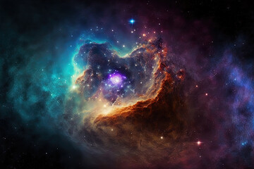 Fototapeta na wymiar Space nebulae and galaxies. Generative AI