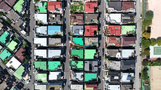 Korea downtown topdown drone 02 4K
