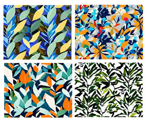 Set of colorful leaf patterns