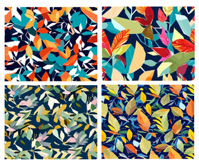 Set of colorful leaf patterns