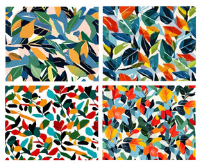 Set of colorful leaf patterns