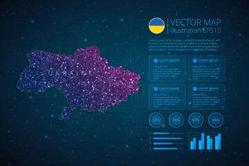 Fototapeta na wymiar Ukraine map infographics template for diagram, graph, presentation and chart with abstract geometric mesh polygonal light concept on blue background. Vector Illustration EPS10.