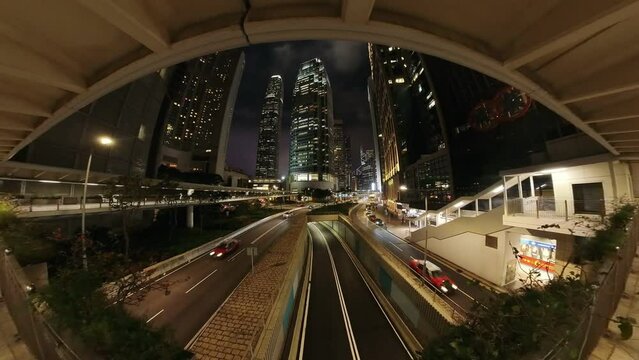 Hong kong cityscape at night, central financial zone