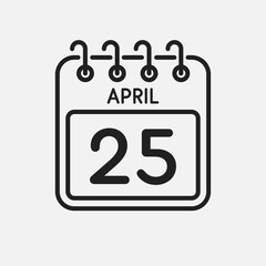 Icon page calendar day - 25 April