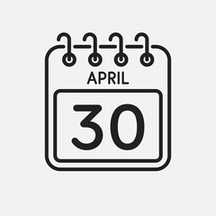 Icon page calendar day - 30 April