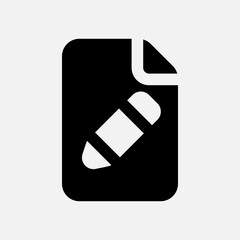 Edit file icon in solid style, use for website mobile app presentation
