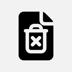 Trash file icon in solid style, use for website mobile app presentation
