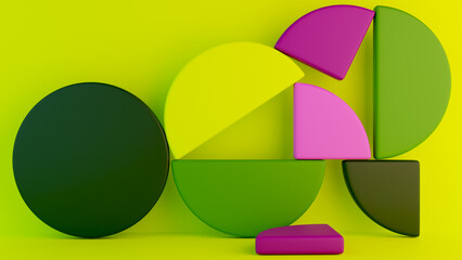 Abstract geometric bright background 3D illustration