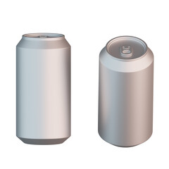 Metallic soda can mockup 3D illustration