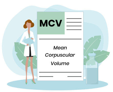 MCV - Mean Corpuscular Volume acronym. medical concept background. vector illustration concept with keywords. lettering illustration with icons for web banner, flyer, landing