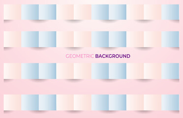 modern pink and blue color geometric 3d paper style  design