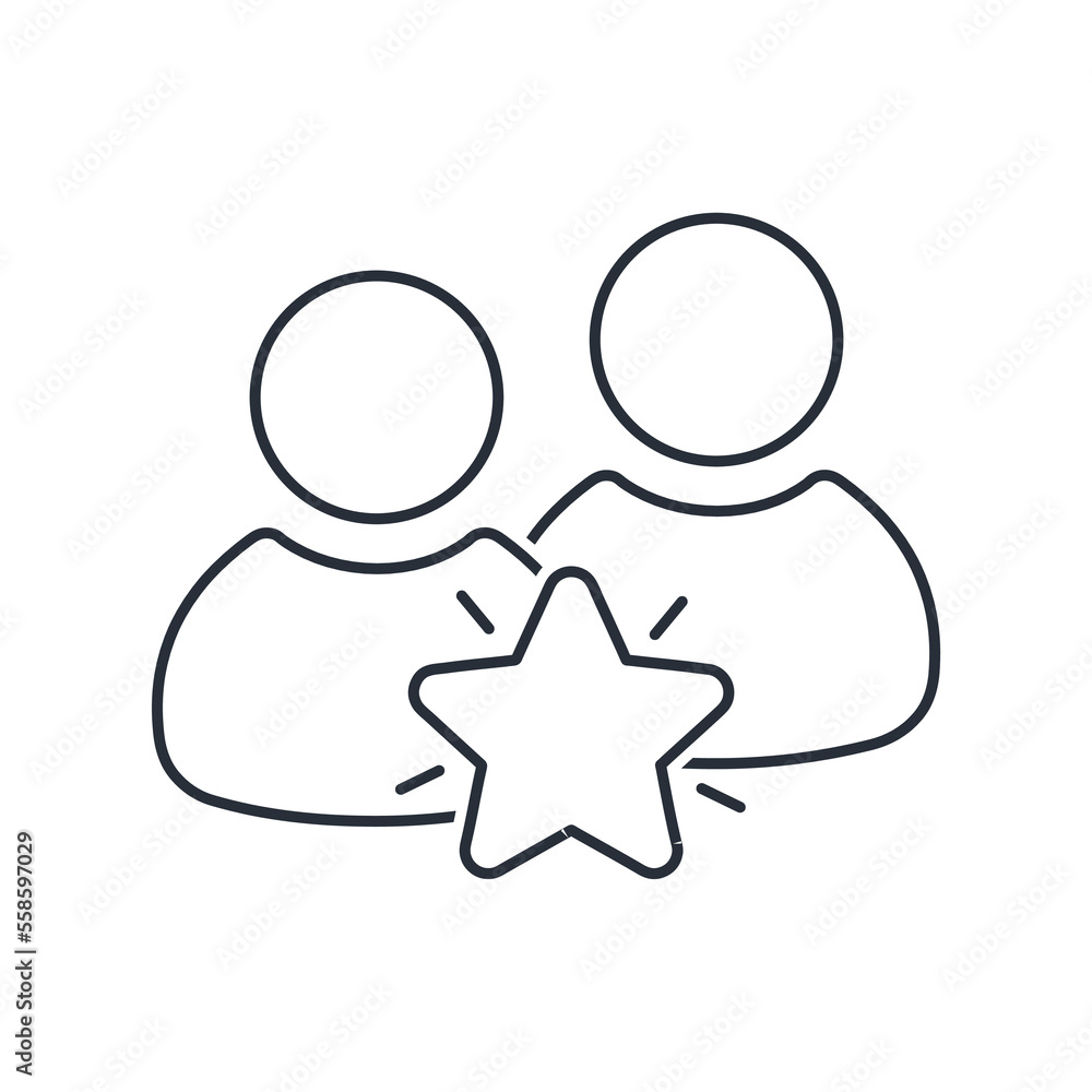 Poster harmonious work . coordinated work of experts.effective result. vector linear icon isolated on white