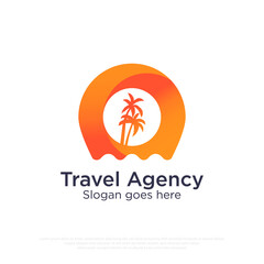 Fototapeta na wymiar Modern Travel Agency logo design gradient color summer beach logo